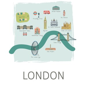 London Map Wall Art, London Printable, London Nursery Wall Art, Europe ...
