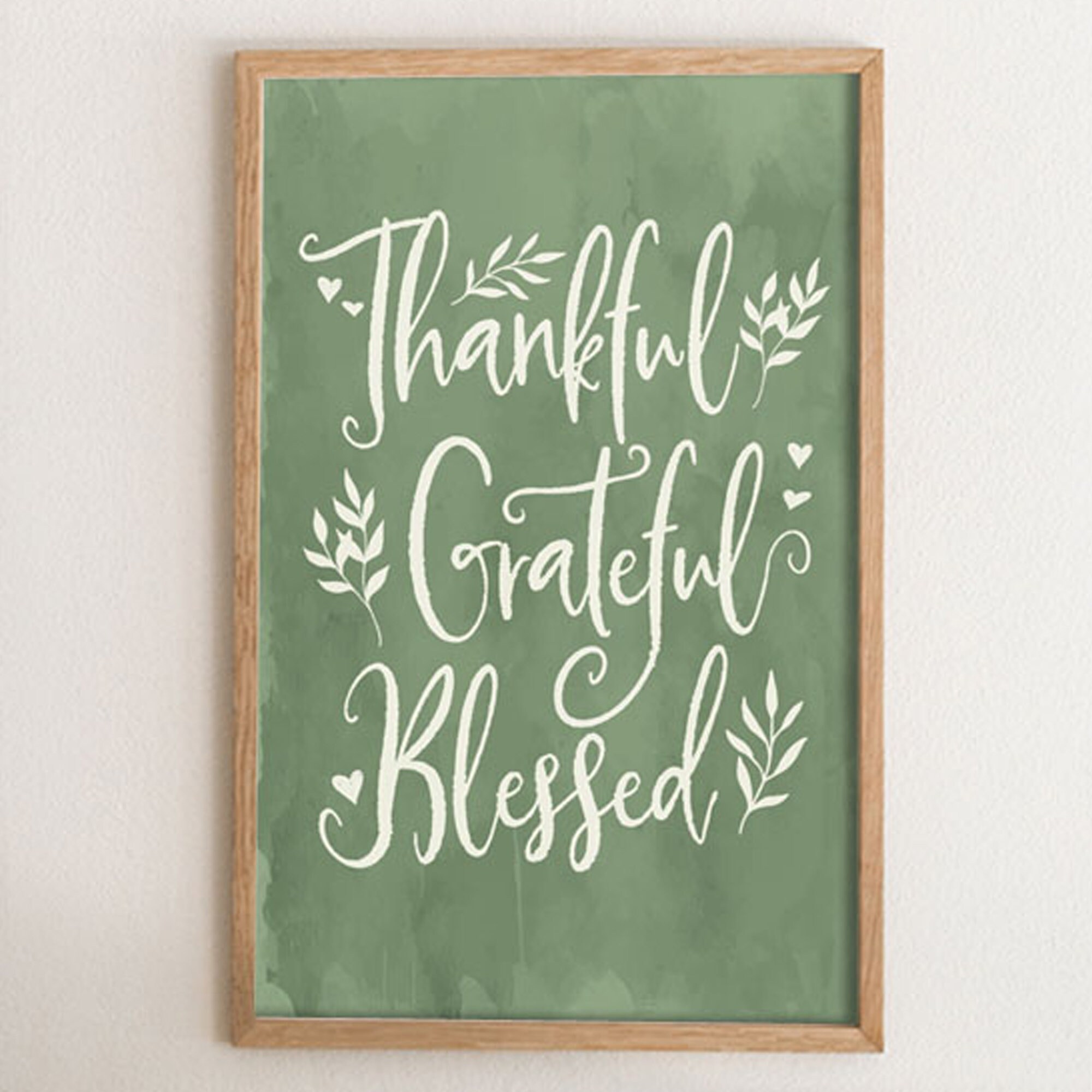 Thankful Grateful Blessed Wall Art Thankful Print Wall Decor Etsy