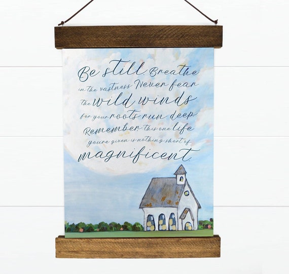 Be Still Church Painting Poster With Rustic Hanging Frame Etsy