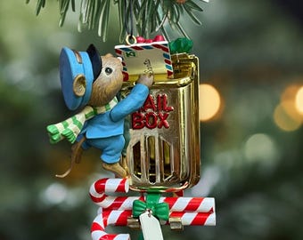 Vtg. New Old Stock Mailman Post Mouster General Enesco Christmas Ornament Mouse Ephemera Included