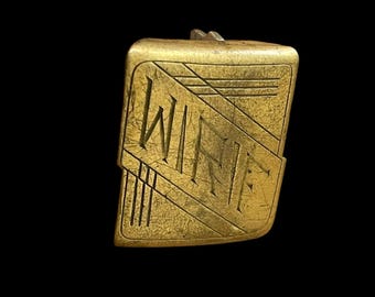 Antique Belt Buckle Art Deco 20s Verithin Solid Dipigold Giant Grip Monogram WRF