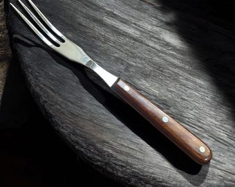 Vtg. Case XX P325 Stainless Steel Steak Carving Fork 3-Prong Wood Handle USA
