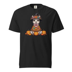 Halloween Llama Comfort Colors Shirt, Cute Witch Alpaca Pumpkin Tee, Fall Llama Shirt