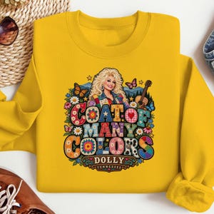 Dolly Parton-skjorta med många färger, lapptäcksmönster från Tennessee Country
