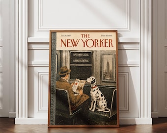 New York Wall Art, NYC Subway Poster, Dalmatian Dog Print, Vintage New York Poster, Manhattan Wall Decor, Retro NYC Art, Dog Lover Gift