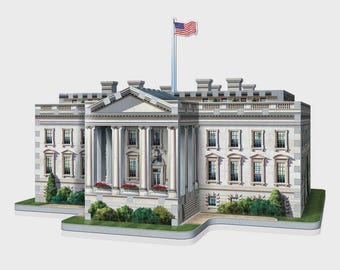 Wrebbit 3D White House Puzzle | 490-Piece Foam-Backed 3D Jigsaw | Washington DC Landmark Model