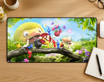 Pikmin-Mauspad, niedliche Gaming-Schreibtischunterlage, Nintendo-inspiriertes Mauspad, farbenfrohes Natur-Schreibtisch-Setup, Kawaii-Schreibtischdeko, Geschenk für Pikmin-Fans