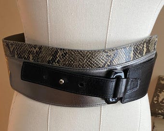 Vintage Wide Braided Double Buckle Cinch Waist Belt Black Leather Edgy Biker 80s 1980s Cinch Belt - Etsy main image 2