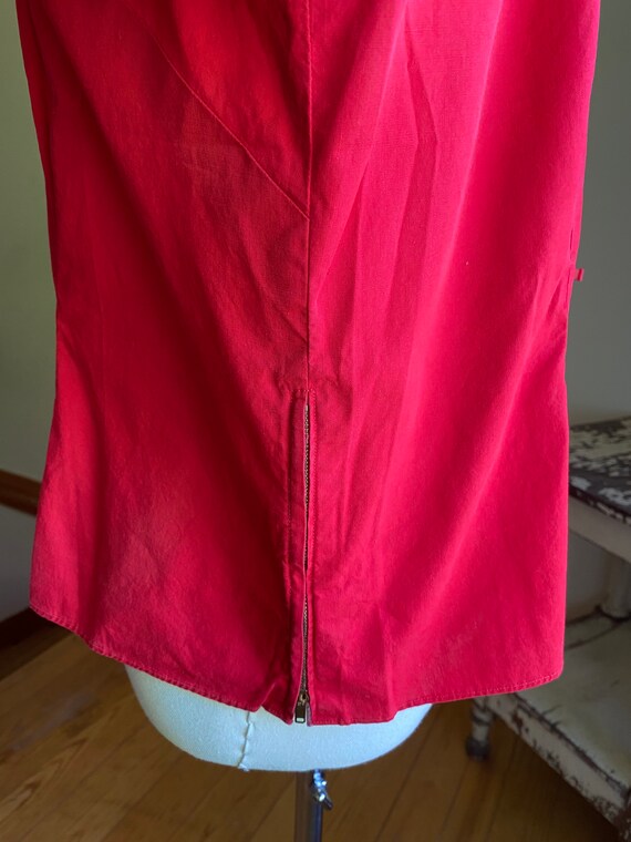 Vintage 1950’s peasant blouse red aqua navy blue cott… Gem