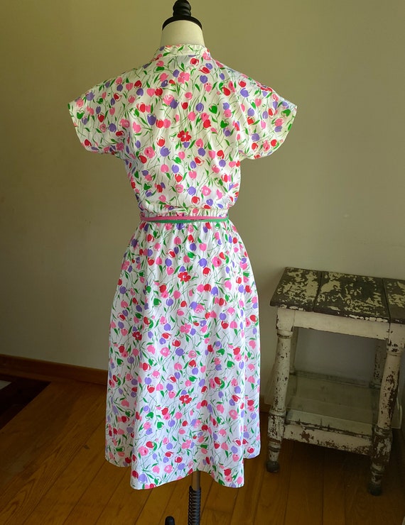 Vintage 70’s sleeveless shirtdress preppy floral … - image 8