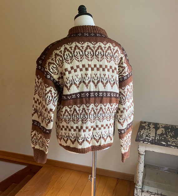 Vintage 50’s wool cardigan fair isle chunky soft … - image 6