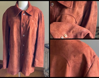 Vintage 70’s suede jacket whiskey brown western coat // 46” chest