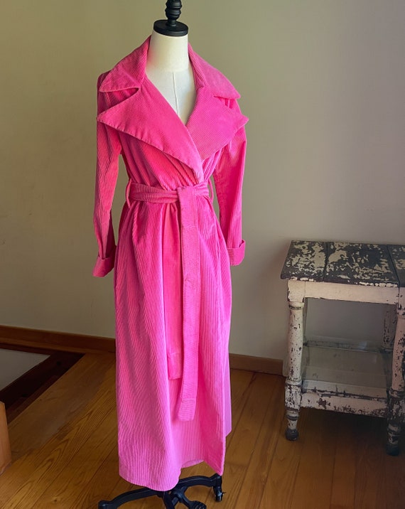 Vintage 70’s hot pink robe wide wale corduroy MAS… - image 2