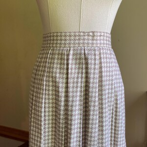 80’s Blue White Houndstooth Pleated Full Skirt Sm by J Christopher