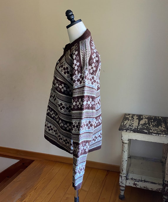 Vintage 50’s Nordic wool cardigan fair isle knit … - image 7