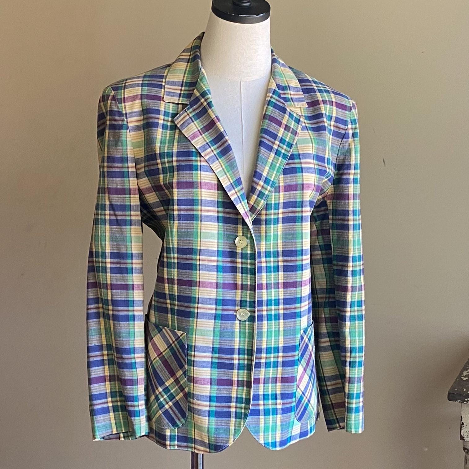 アウターその他 Madras blazer with belt and removable scarf Spinnaker Jacket-Patch Madras 