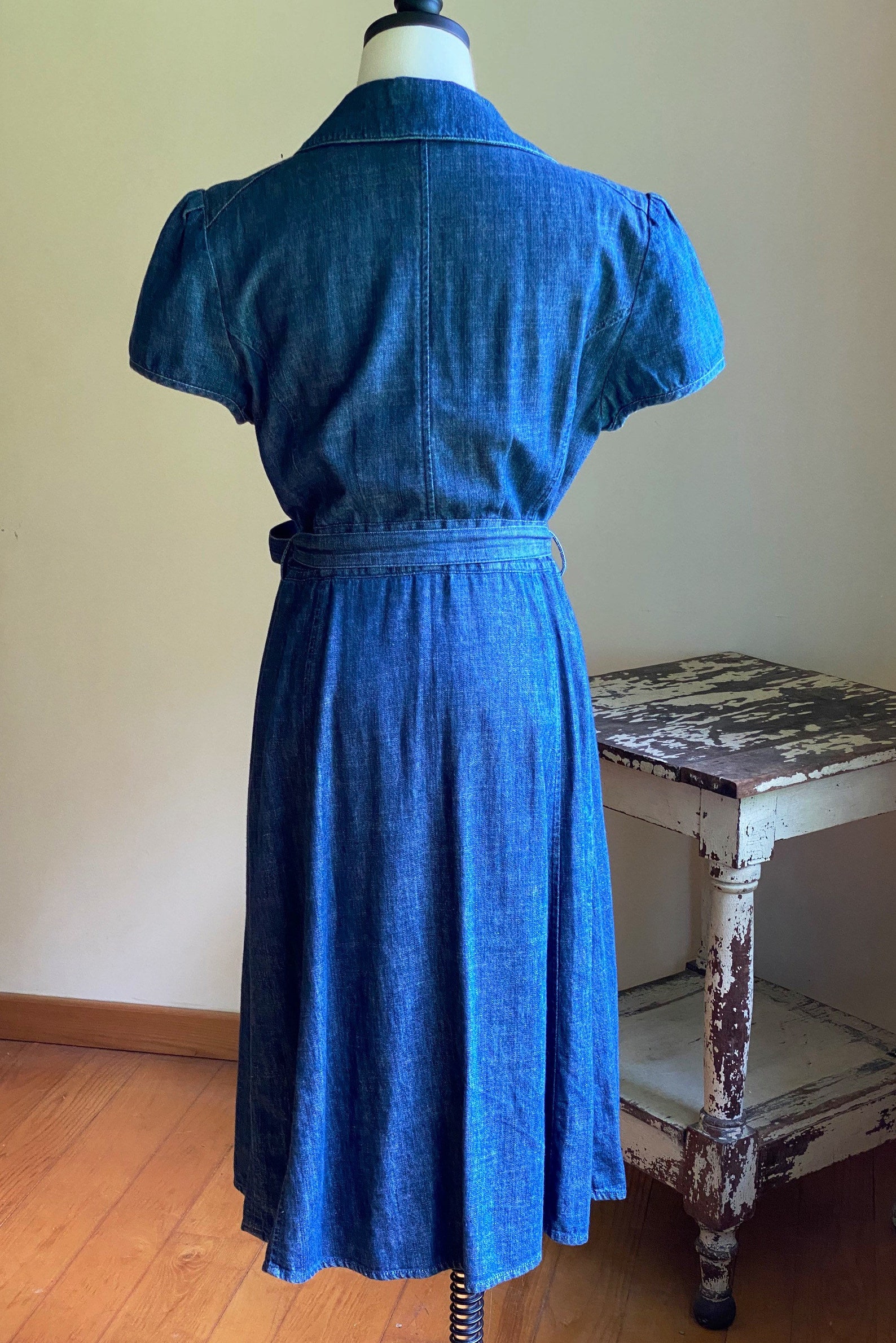 Vintage 1990s Talbots blue jean wrap dress denim puff sleeve | Etsy