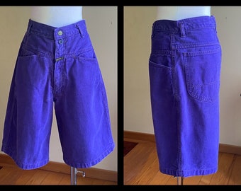 Vintage 80’s Girbaud Purple stonewashed denim long shorts // 32” waist