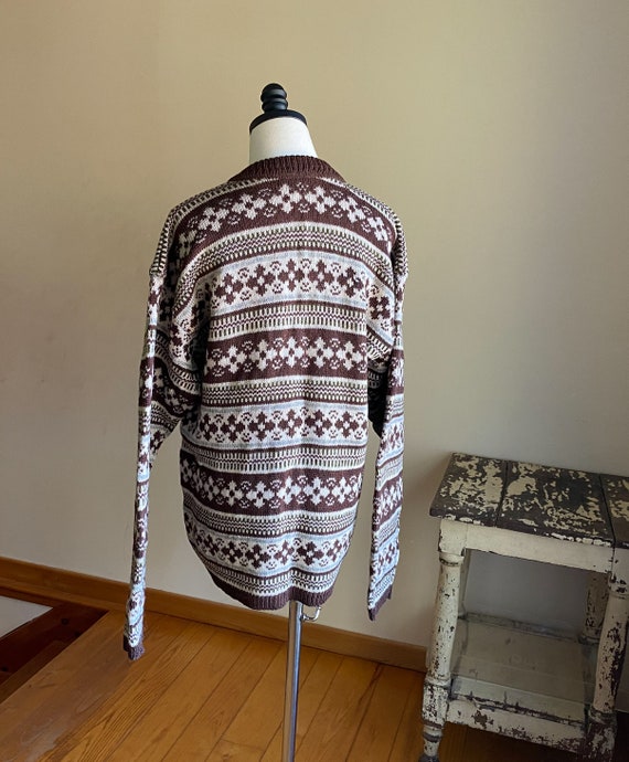 Vintage 50’s Nordic wool cardigan fair isle knit … - image 8