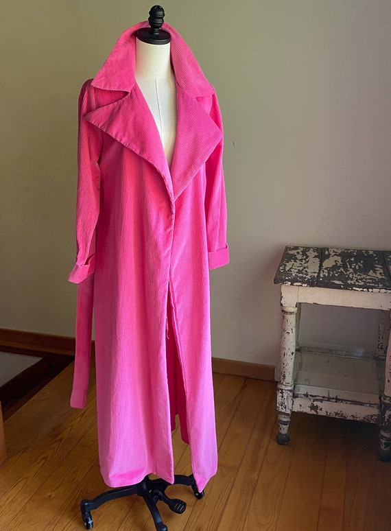 Vintage 70’s hot pink robe wide wale corduroy MAS… - image 3