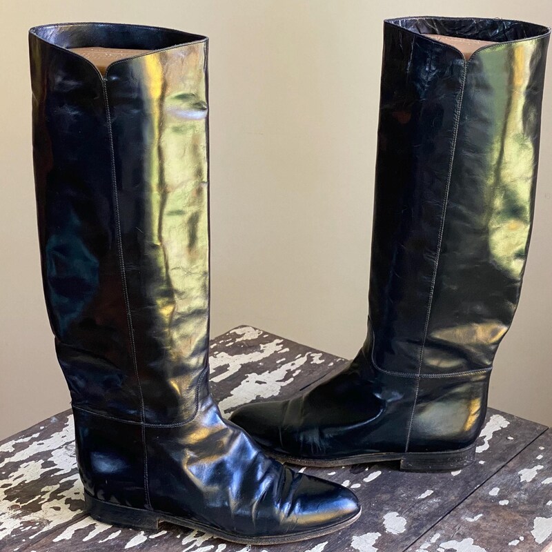 90s Black Leather Riding Boots (6.5)