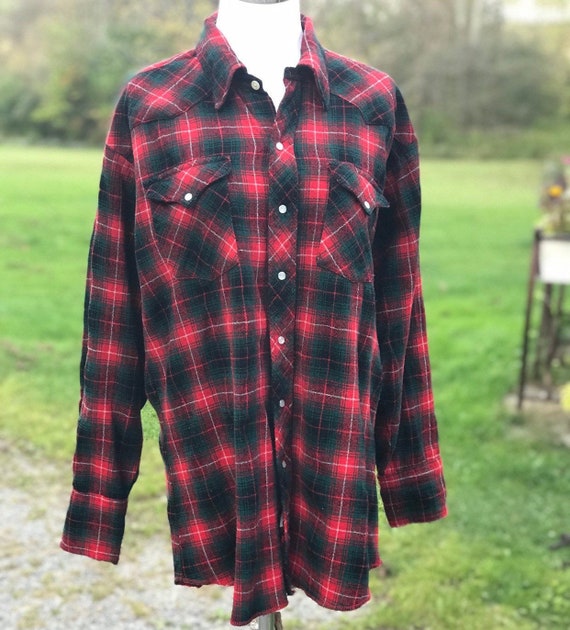 Hudson Bay Herter's western pearl snap shirt green