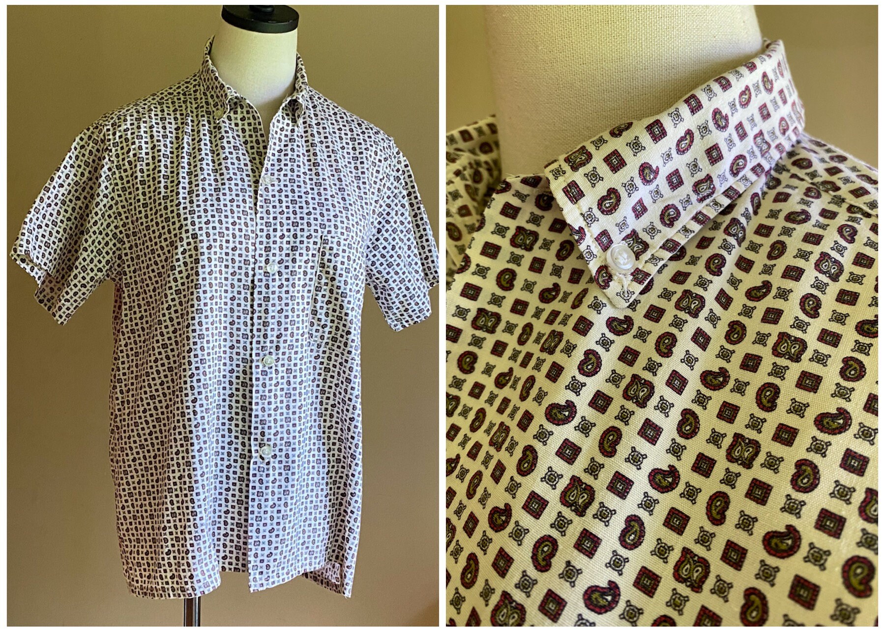 Zinglestore | 1960's Rayon Shirt Sears Tags Size 21x27 SOLD