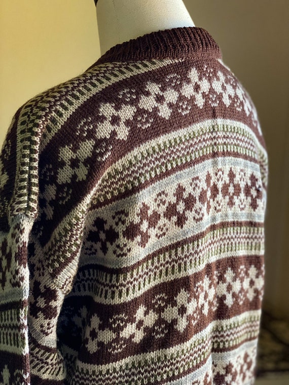 Vintage 50’s Nordic wool cardigan fair isle knit … - image 9