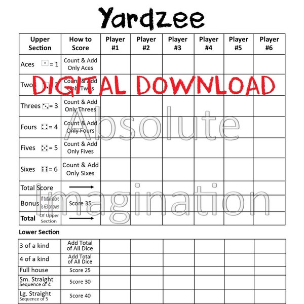 Yardzee - Etsy