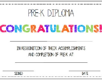 pre k diploma etsy