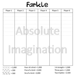 Printable Super Farkle Rules