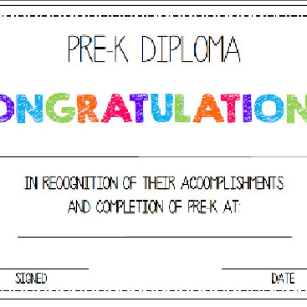 Pre-K Diploma/Award