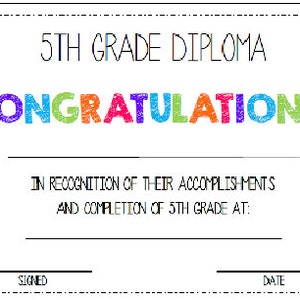Fifth Grade. 5th Grade. Diploma/Award