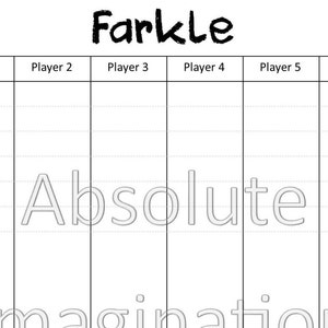 SALE! PRINTABLE. Farkle Score Card. Farkle Board. Lawn Farkle Score Card. Digital Download