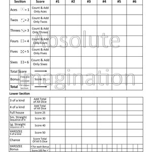 SALE! PRINTABLE. Yardzee &amp; Farkle Score Card. Yardzee Board. Farkle ...