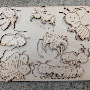 Puzzle Bug Insekt. Lasergeschnittene Dateien. SVG, CDR Glowforge, lasergeschnittene Vorlage, Laser SVG, Lasermuster, Laserprojekte. Montessori-Rätsel