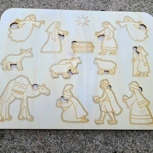 Christmas Nativity Puzzle. Laser cut files. SVG, Glowforge, laser cut template, laser SVG, laser pattern, laser projects. Montessori puzzles