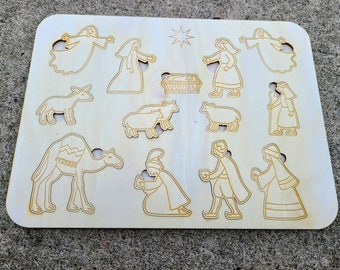 Christmas Nativity Puzzle. Laser cut files. SVG, Glowforge, laser cut template, laser SVG, laser pattern, laser projects. Montessori puzzles