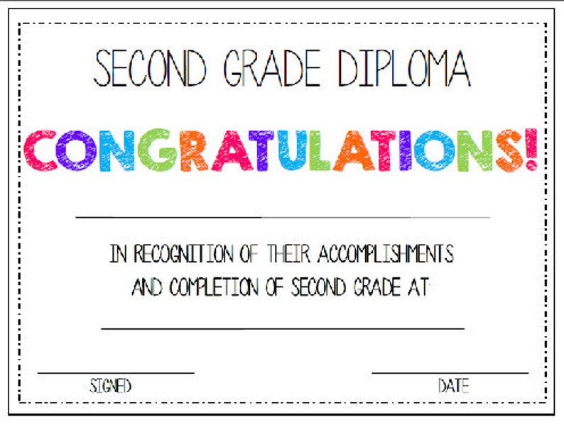 Second Grade.2nd Grade. Diploma/award - Etsy