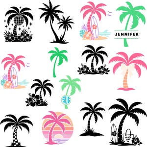 Palm Tree Svg Bundle, Palm Tree Clipart, Palm Tree Silhouette, Palm Tree Outline, Palm Tree Cut Files, Layered Palm Tree SVG, Palm Tree PNG