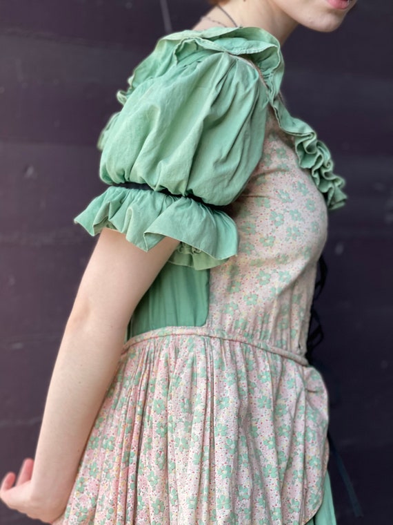 Antique Cotton Masquerade Ballgown-Peasant-prairi… - image 5