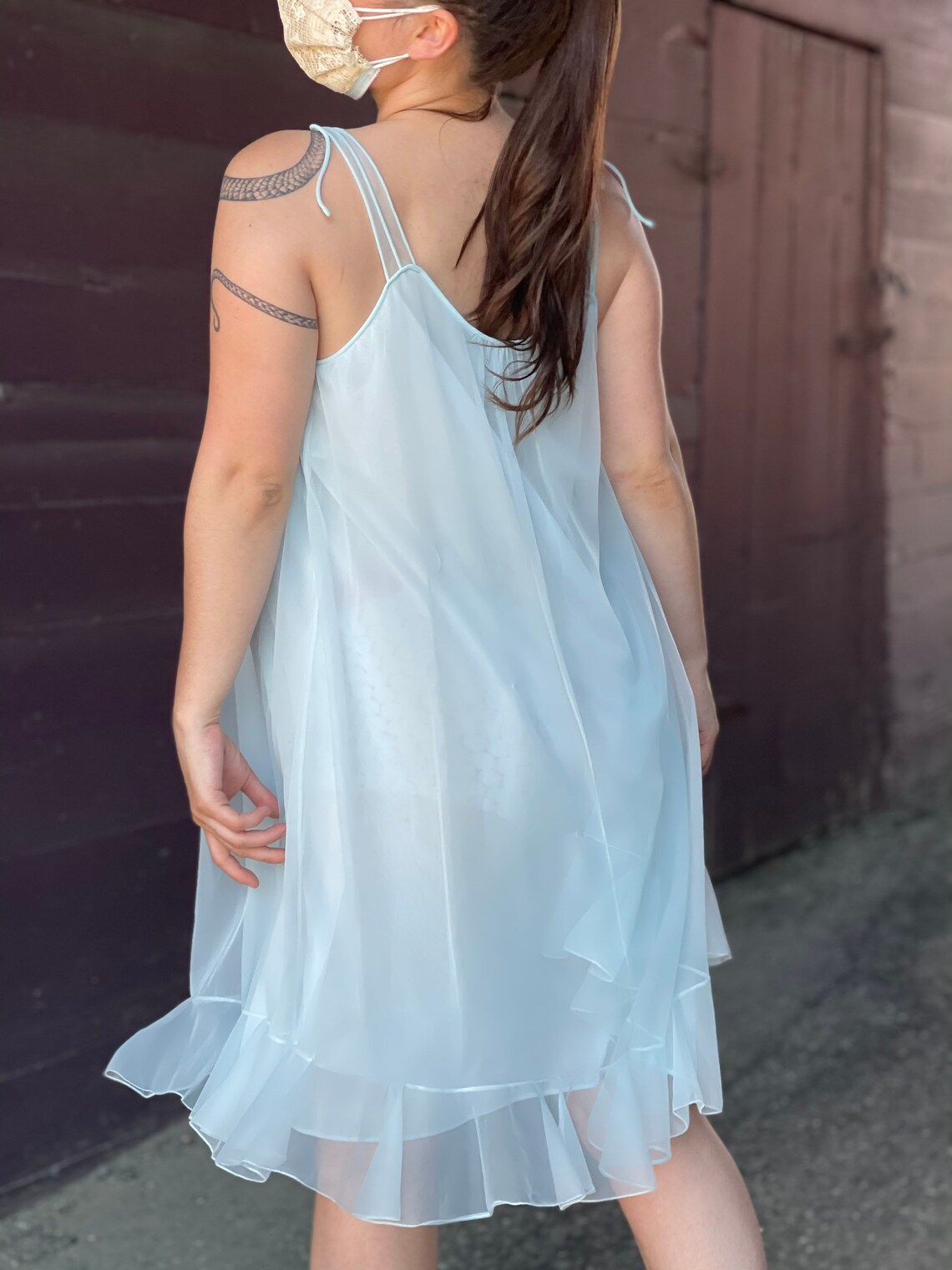blue lace nightie