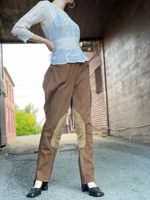 Buy Brown Womens Jodhpurs With Suede Patches-stirrup Pants-side Online in  India 