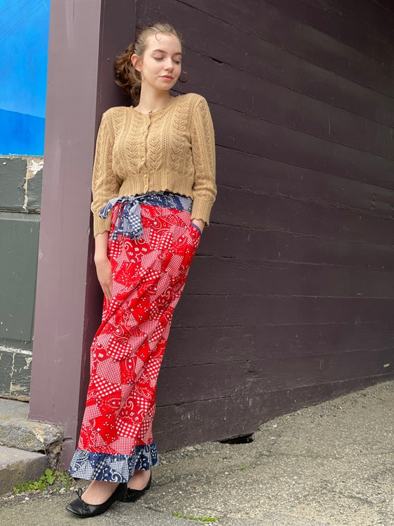 1970s Red Bandana Wrap Skirt-Patriotic-1976-Bicent