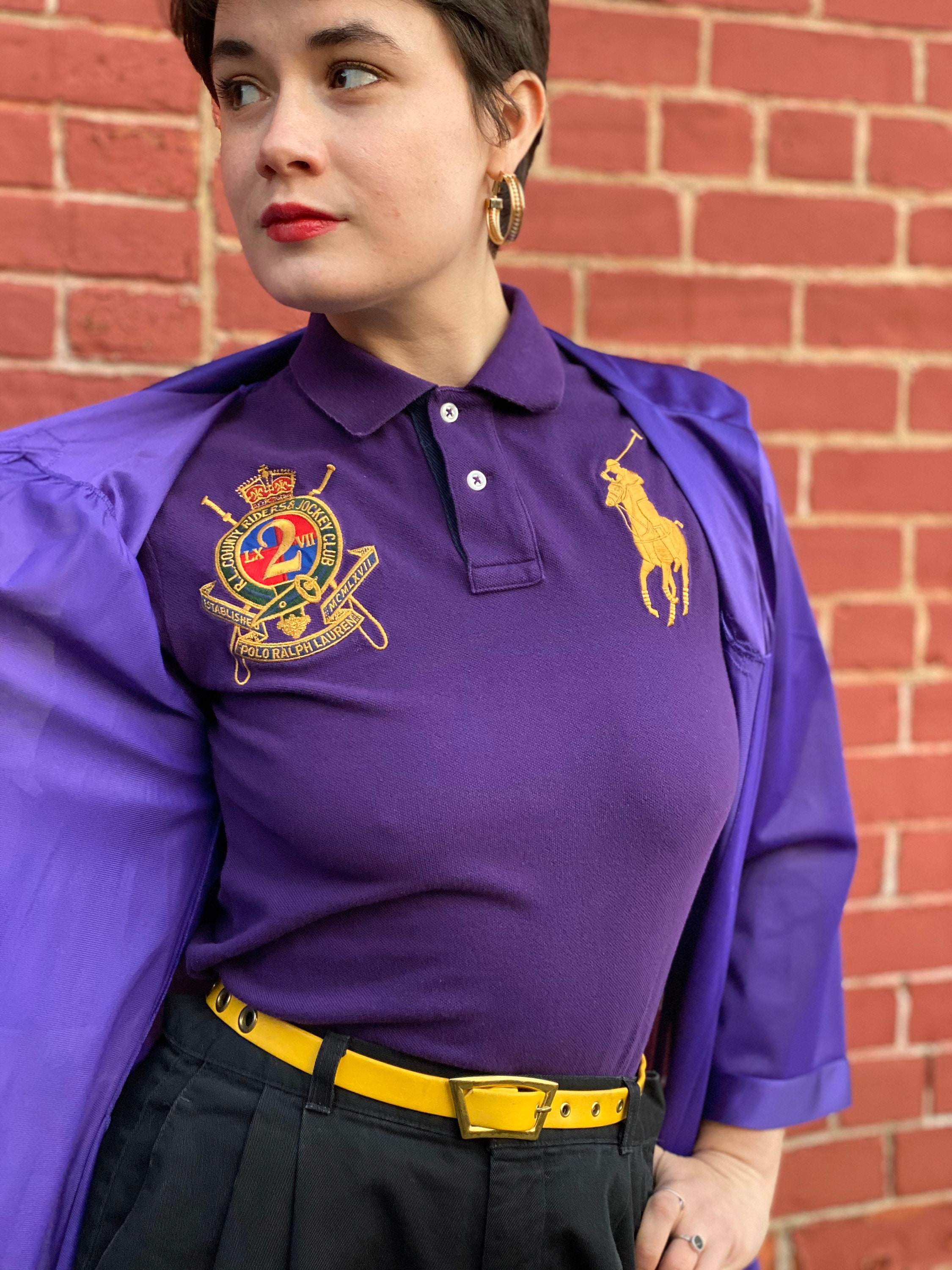 1990s-y2k Big Pony Polo Ralph Lauren Royal Purple Gold Jockey - Etsy