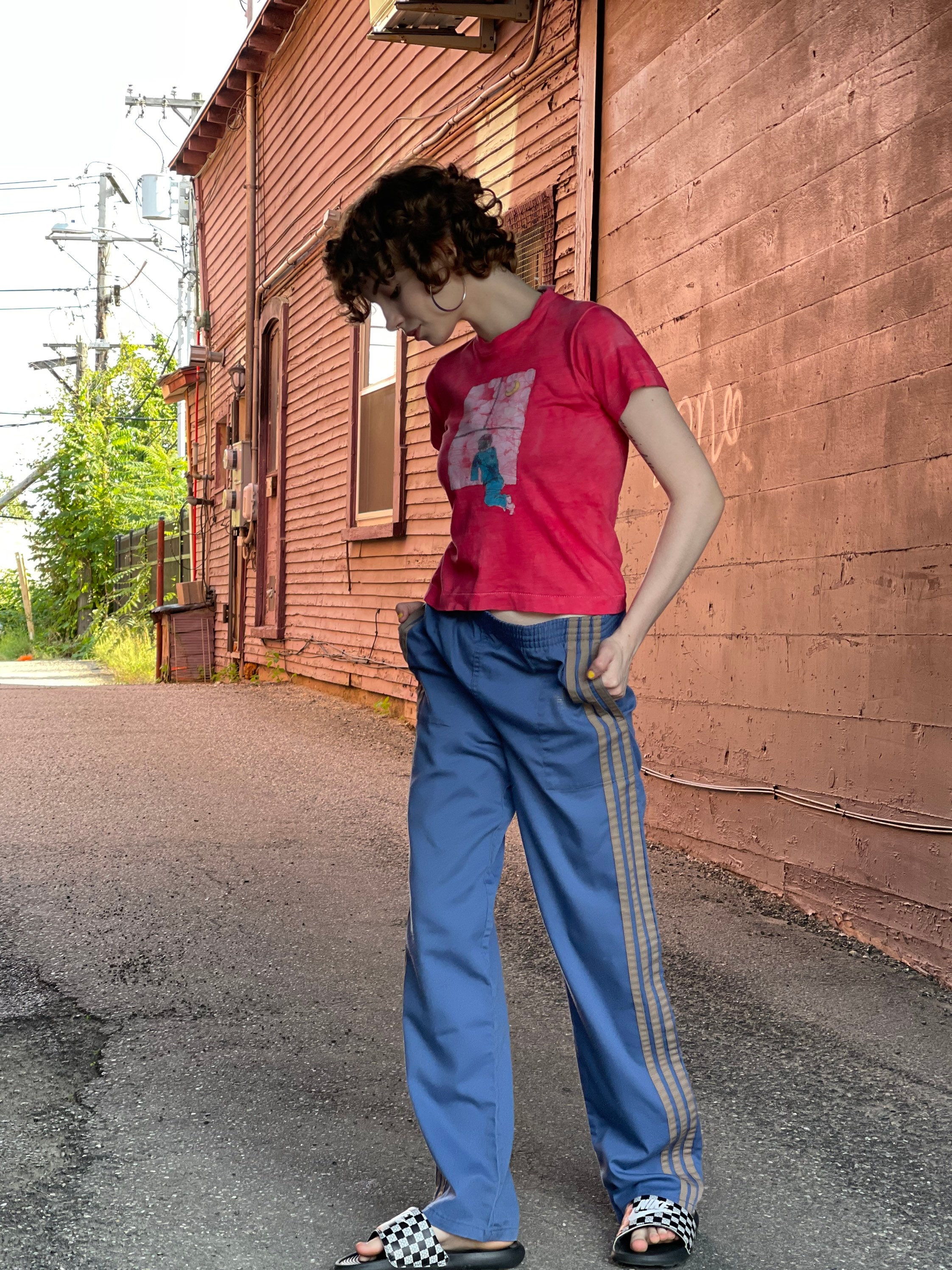 Vintage 1980s Periwinkle Blue Adidas Track Pants-made in Usa-small