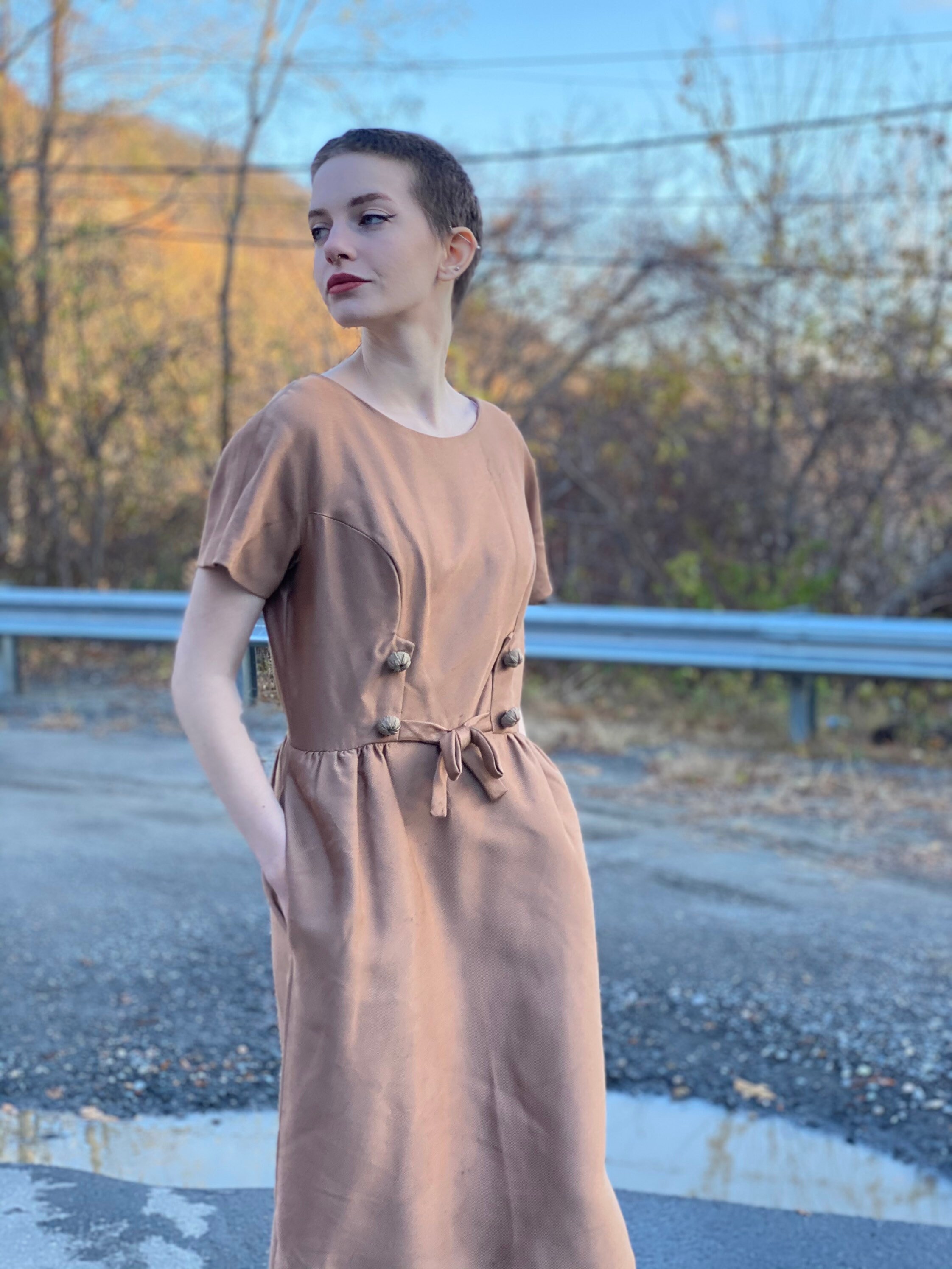 1960s Brown Wiggle Dress-midcentury 