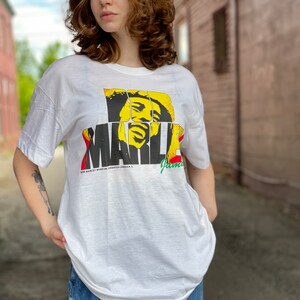Original 1980s Bob Marley Sun Island Jamaica Vintage Tshirt-Single Stitch-Red Gold Green-Reggae Rocker-Tee-Music-One Love-Unisex Large