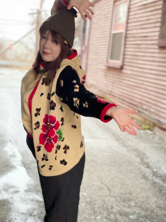 Knit Vintage Cardigan and Tank Leopard Hibiscus I… - image 3