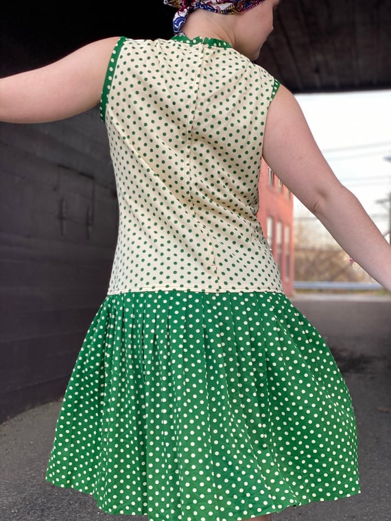 Punchy 1970s Green Polka Dot Dress Set-Flapper St… - image 7